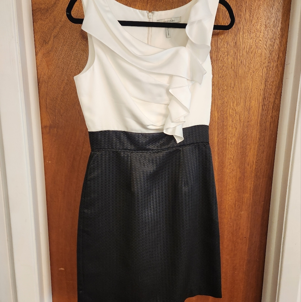 Max & Cleo B/W Pencil Dress Size 6 Sleeveless Party Cocktail Club Wear ruffle
